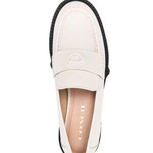 Coach White Leather Penny Loafers with Black Sole